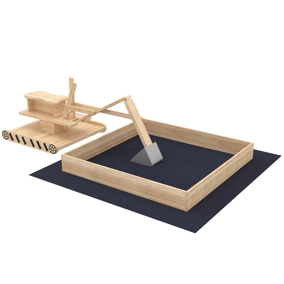 Wooden Sandbox with Digger and Rotating Seat 184 x 90 x 56 cm