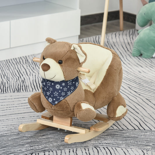 Baby plush bear rocking horse with sound