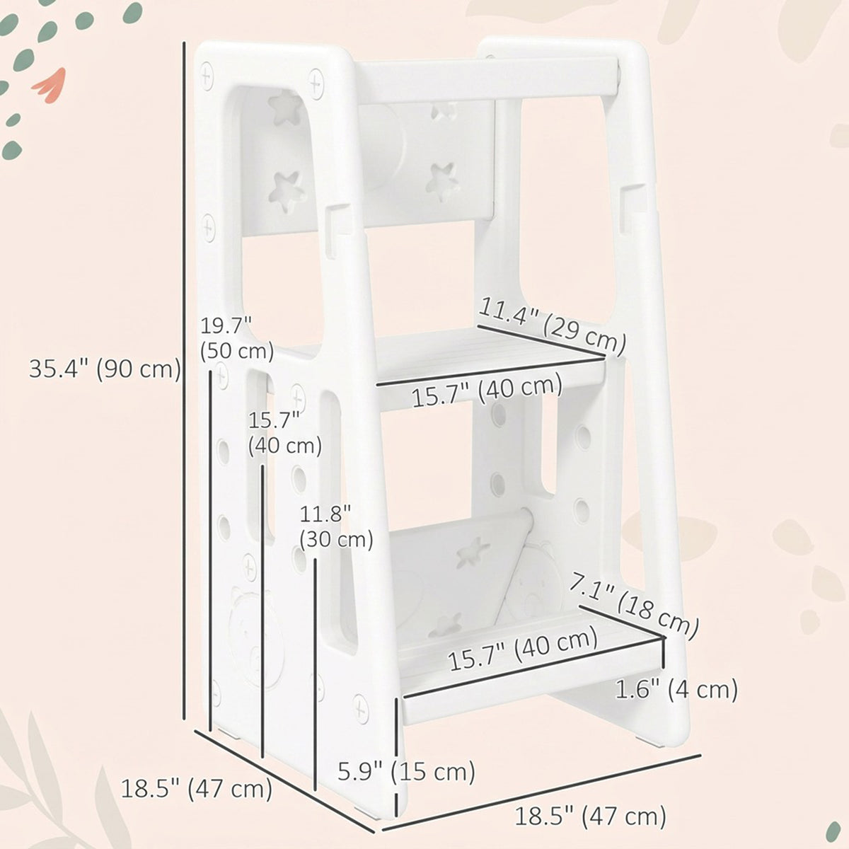Escalón de cocina infantil regulable de 2 peldaños