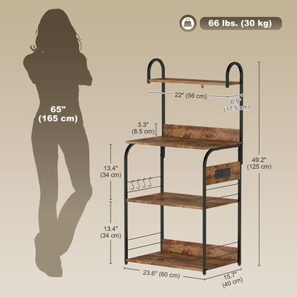 Baker's Rack with Charging Station — Rustic