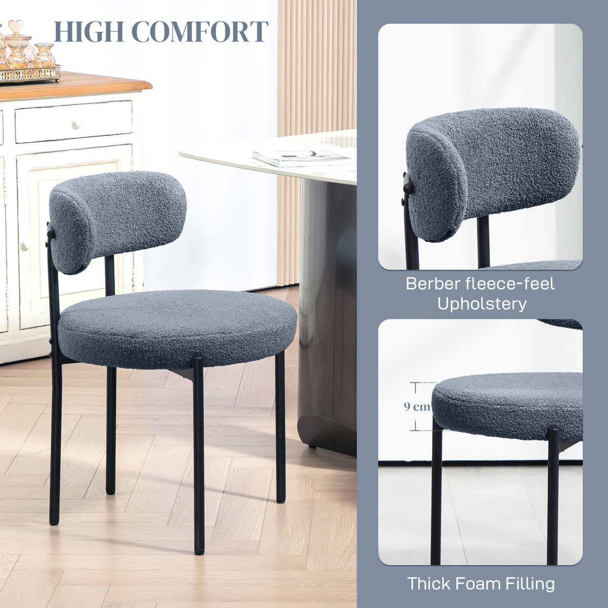 Juego de 4 sillas de comedor modernas acolchadas