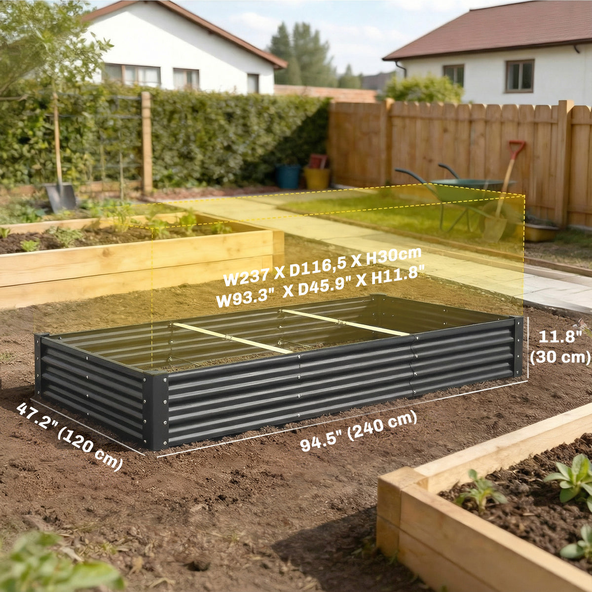 Raised Garden Bed Galvanized Steel 8 x 4 ft
