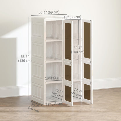 Armario portátil plegable de plástico con compartimentos
