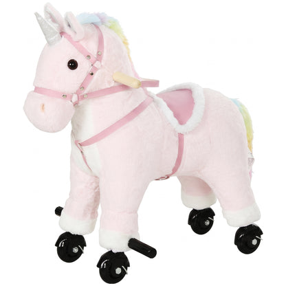 Unicorn ride-on toy with wheels and sounds
