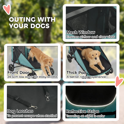 Foldable dog stroller with suspension