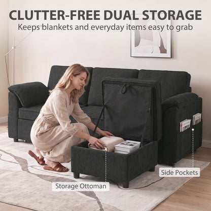 Sectional Sofa Bed Reversible with Storage