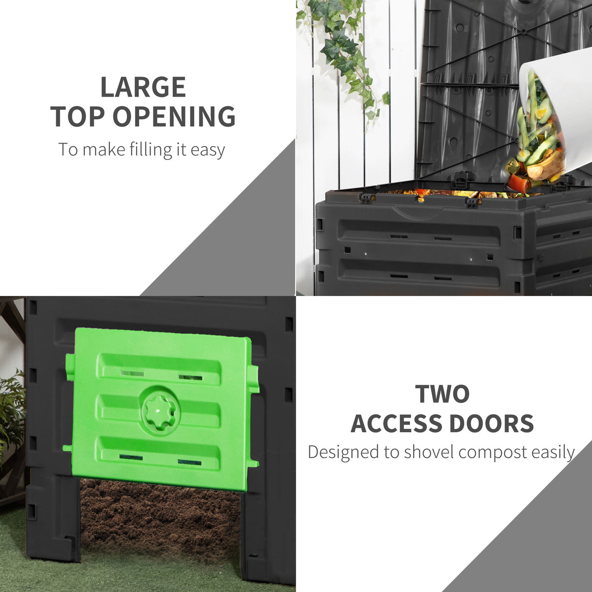 Outdoor Compost Bin 80 Vents 2 Doors 450 L