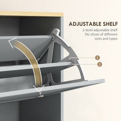Shoe Cabinet 3 Flip Drawers Adjustable Shelves, 12-18 Pairs