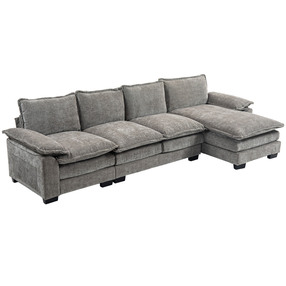 L-shaped Chenille Sofa 120.5 inches with Chaise Lounge