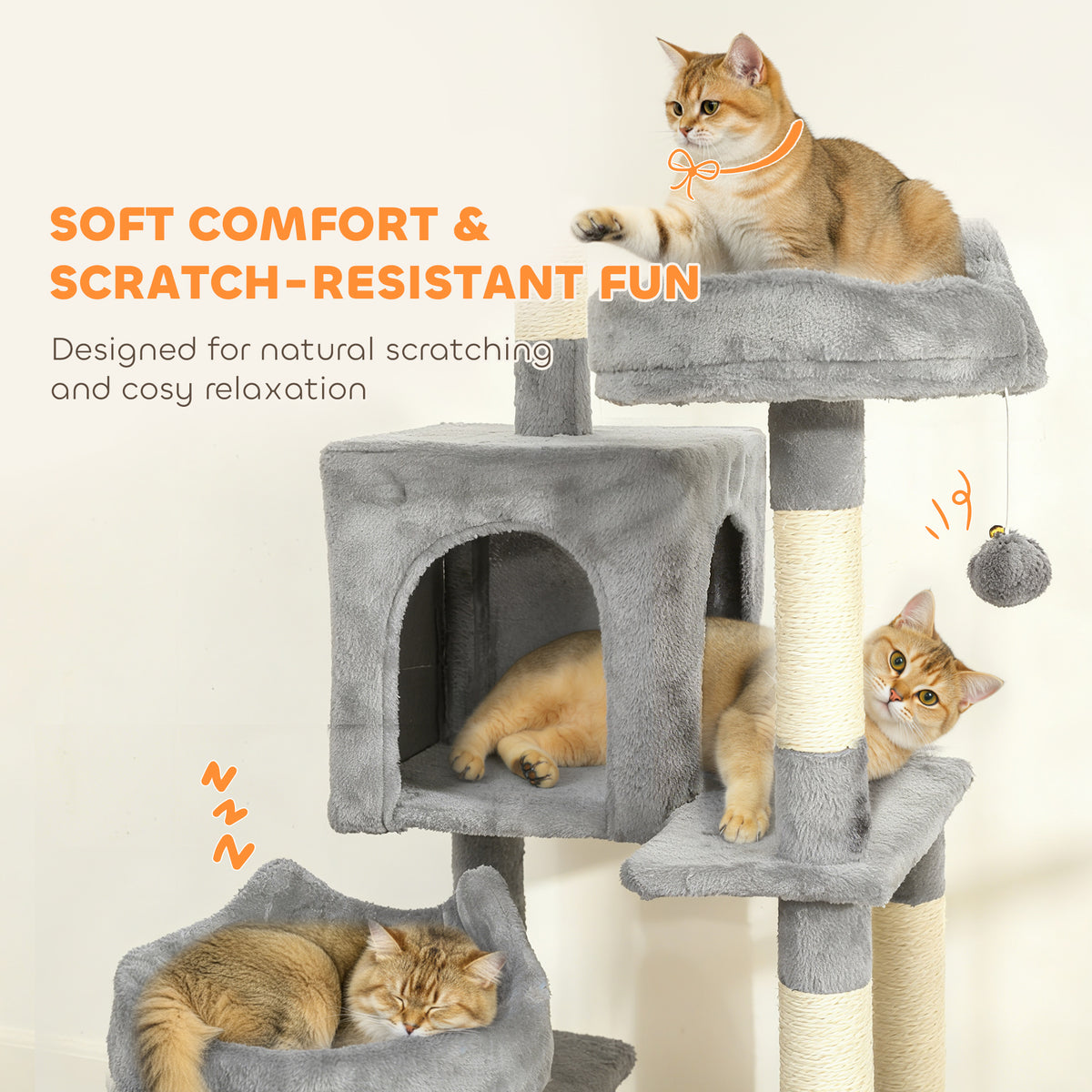 Árbol para gatos de varios niveles de 192 cm con 8 rascadores