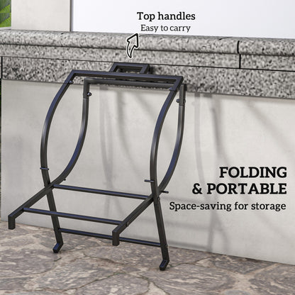 Foldable Firewood Rack for Fireplace with Log Carrier