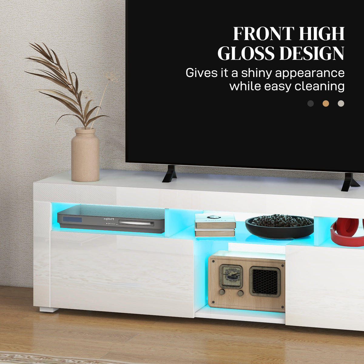 Mueble de TV moderno con luces LED y almacenamiento