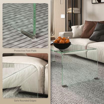 Mesa de centro rectangular de vidrio templado para sala de estar