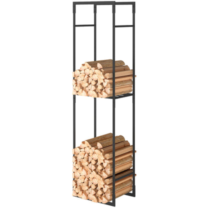 Soporte robusto para leña y estante ajustable