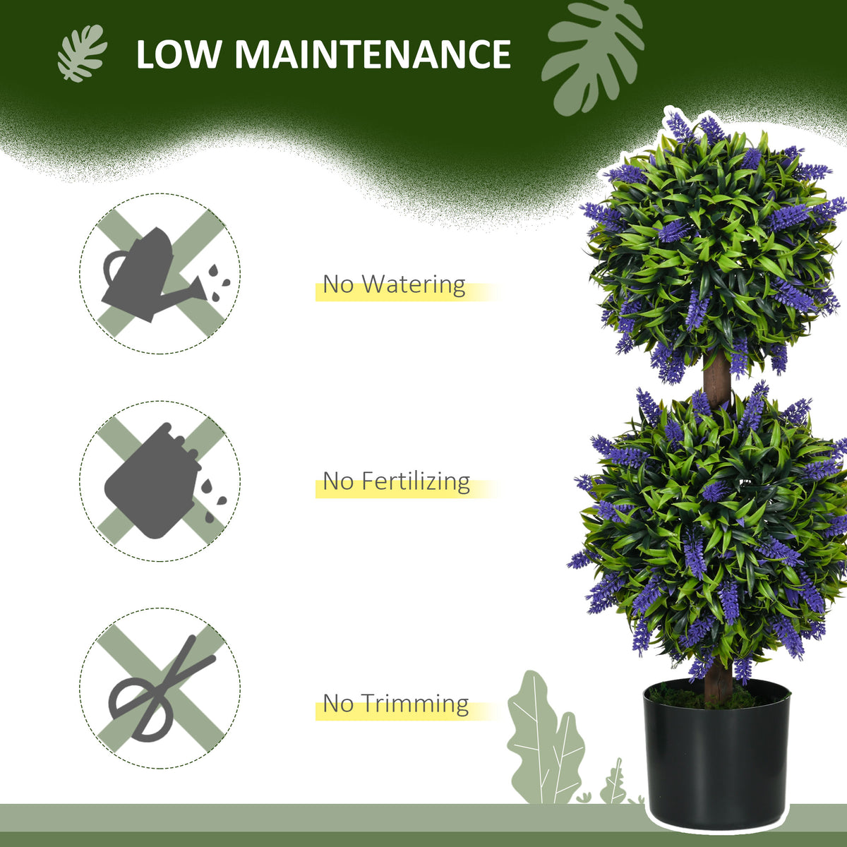 Artificial lavender trees set 2 flower ball plants