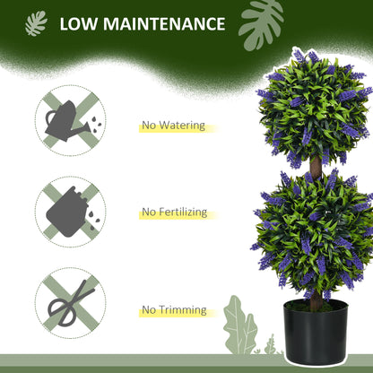 Artificial lavender trees set 2 flower ball plants