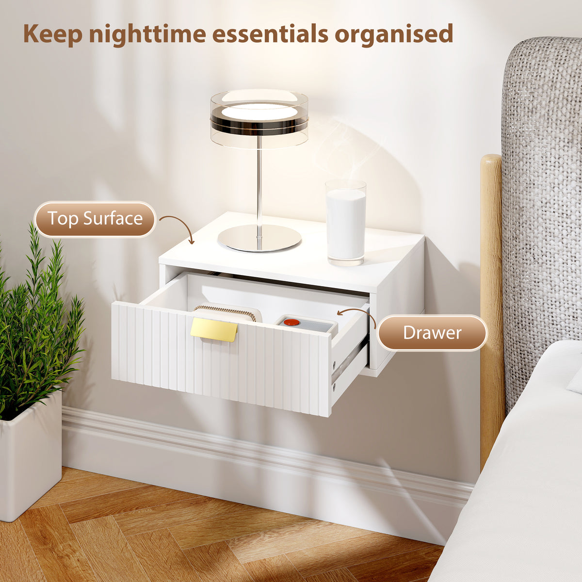 Modern floating bedside tables — Set of 2