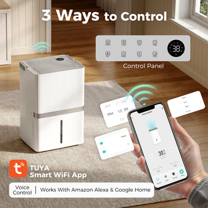 Deshumidificador inteligente WiFi de 100 pintas para grandes superficies