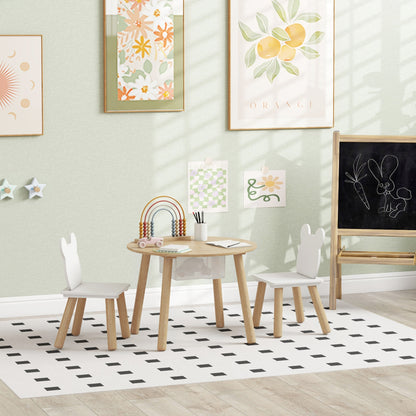 Kids table and chairs set with bear motifs — Set of 3
