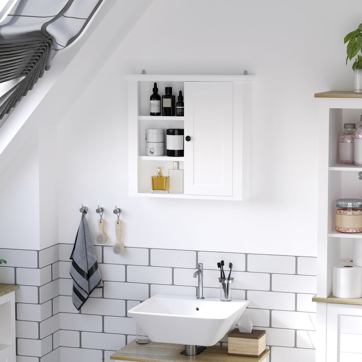 Armario de pared para baño con estantes