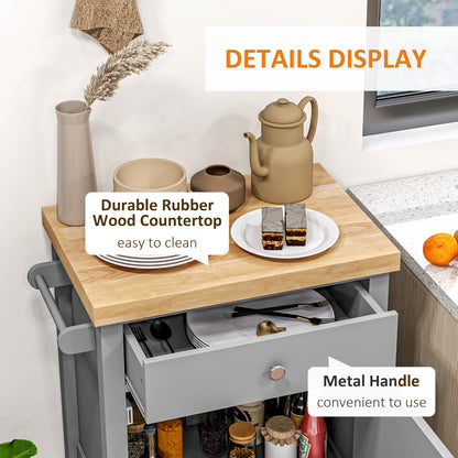 Rolling kitchen island wood cart