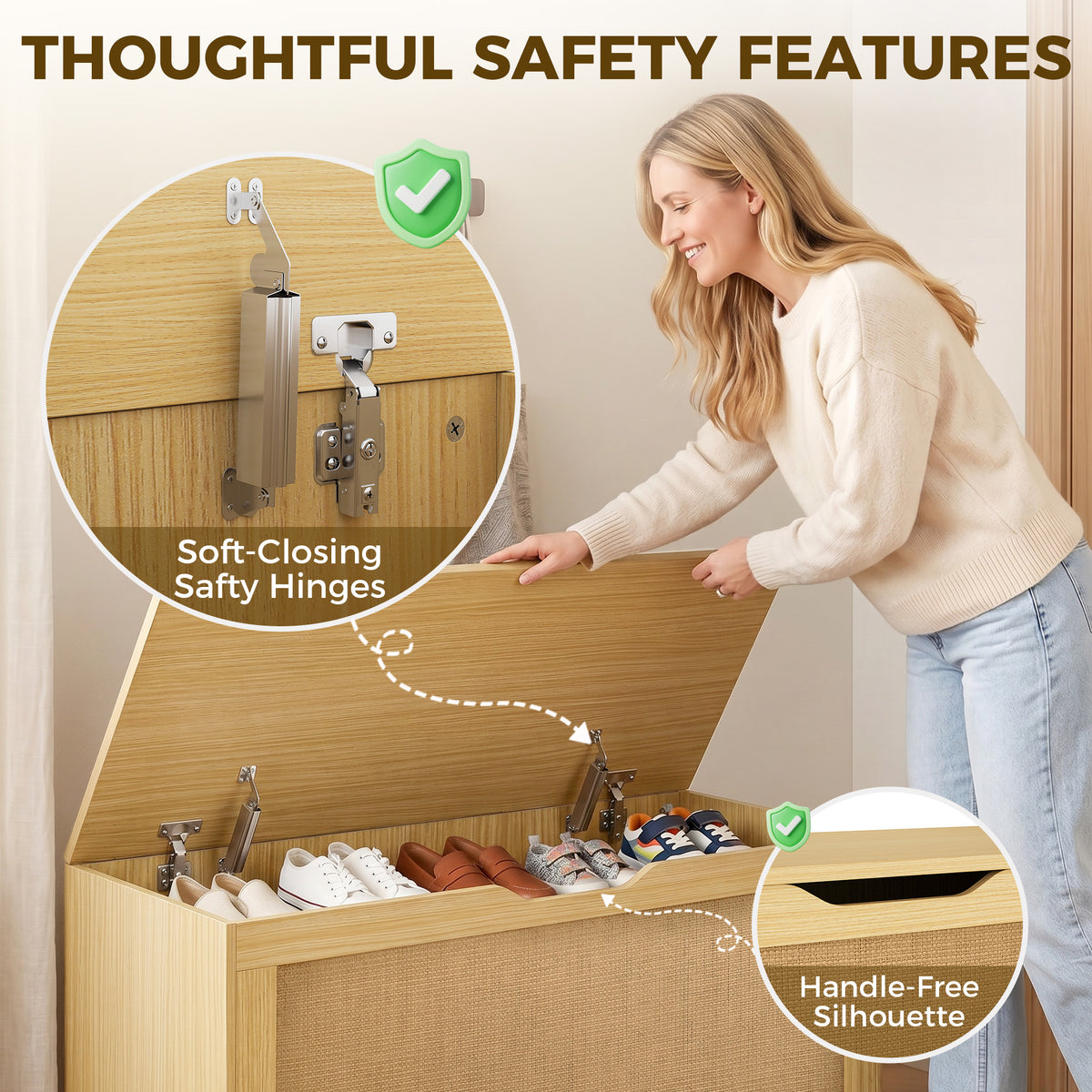 Storage Chest with Safety Hinges