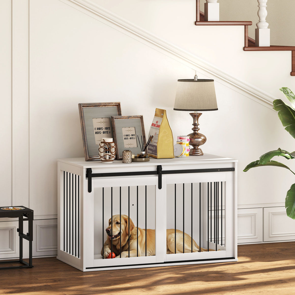 Dog crate furniture end table