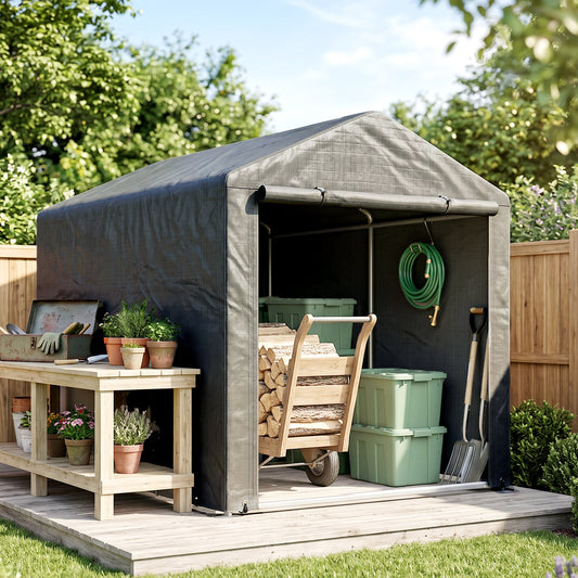 Portable bicycle shed galvanized steel frame grey