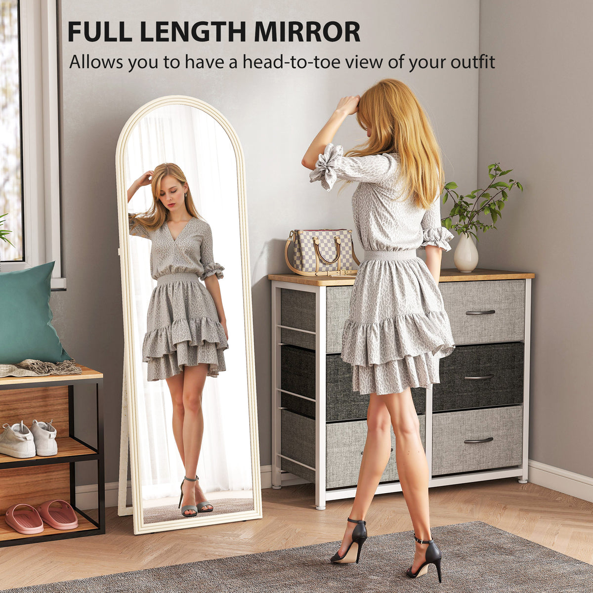 Arched Full Length Standing Mirror 64 inches