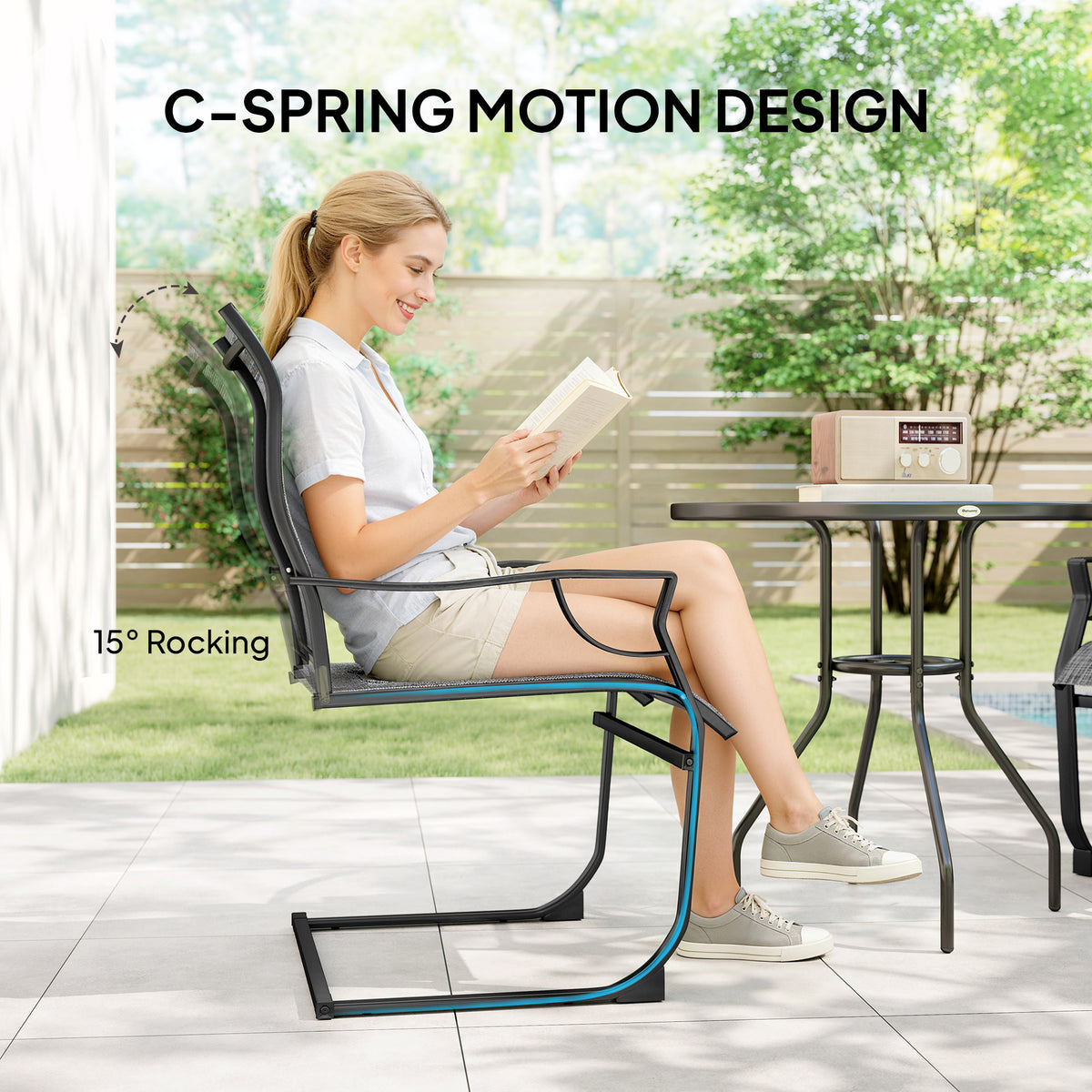 C Spring Patio Chairs High Backrest Set of 2
