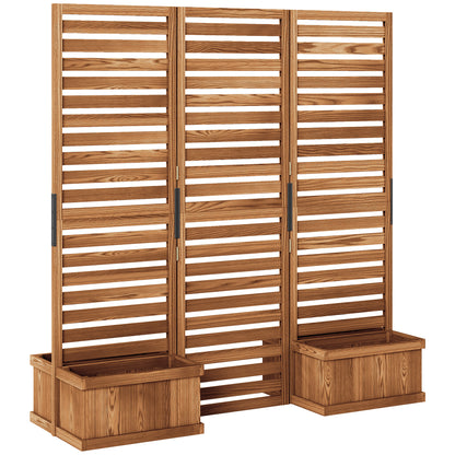 Outdoor Privacy Screen 3 Panels with 4 Raised Planter Boxes
