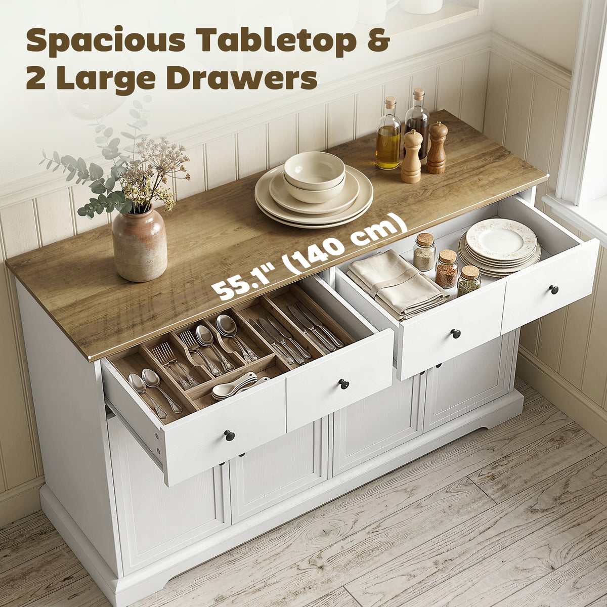 Aparador de cocina estilo rústico 140 cm