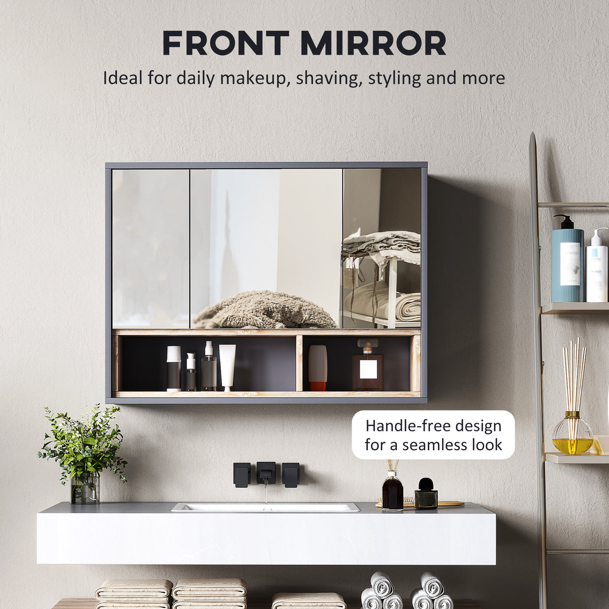 Wall mounted bathroom medicine cabinet with mirror