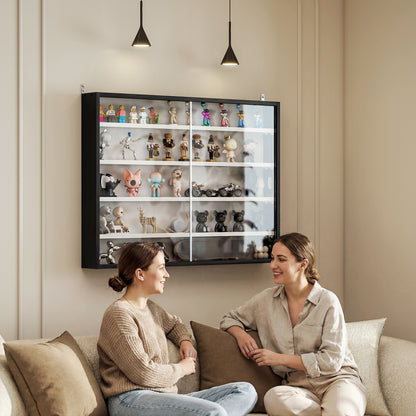 5-Shelf Wall Display Cabinet with 2 Glass Doors