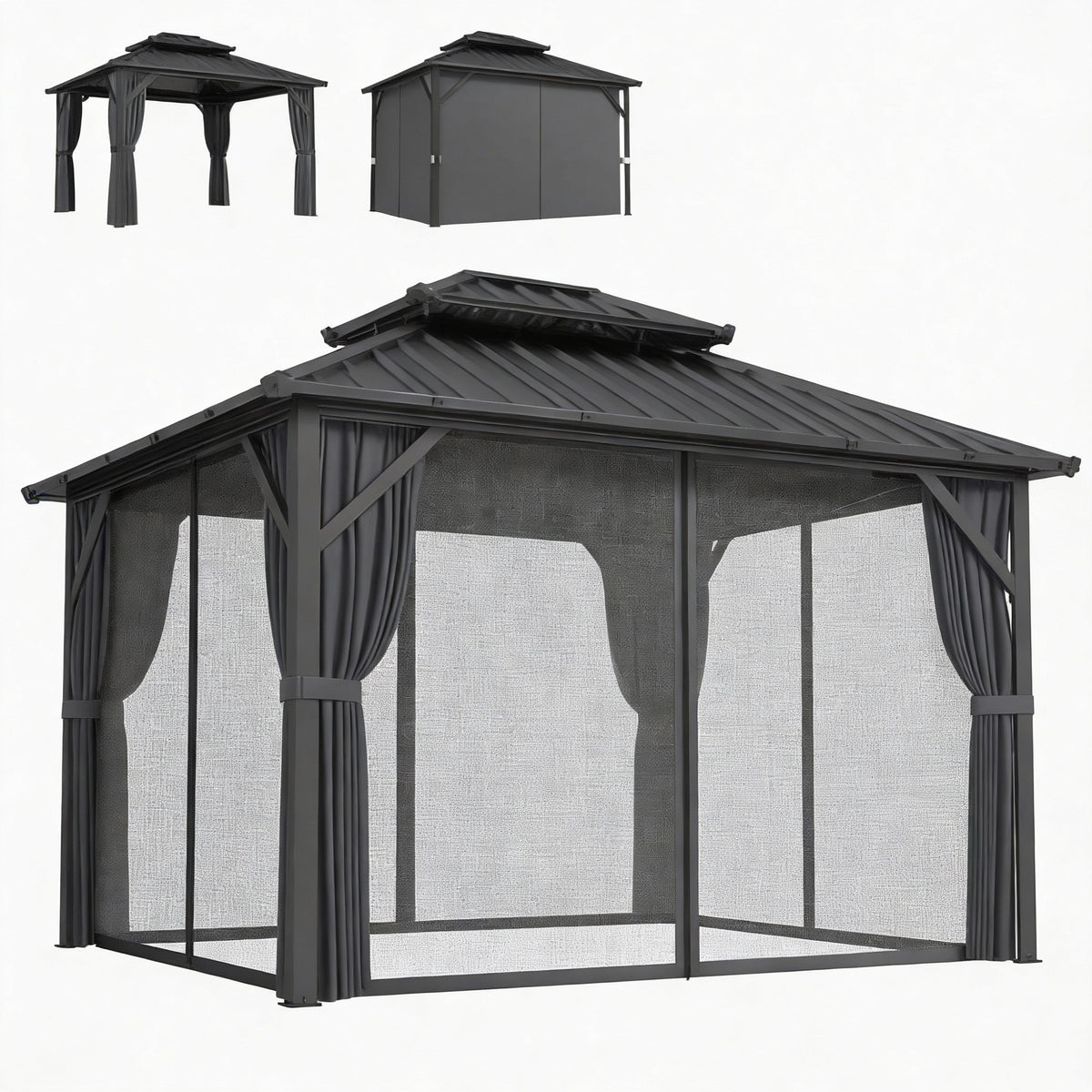 Cenador Hardtop 10' x 12' Techo de Acero Galvanizado Estructura de Aluminio