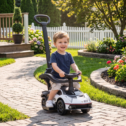 3-in-1 Toddler Push Ride-On Car with Horn and Safety Rails