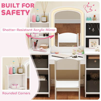 Kids Vanity Table and Chair Set — Set of 2