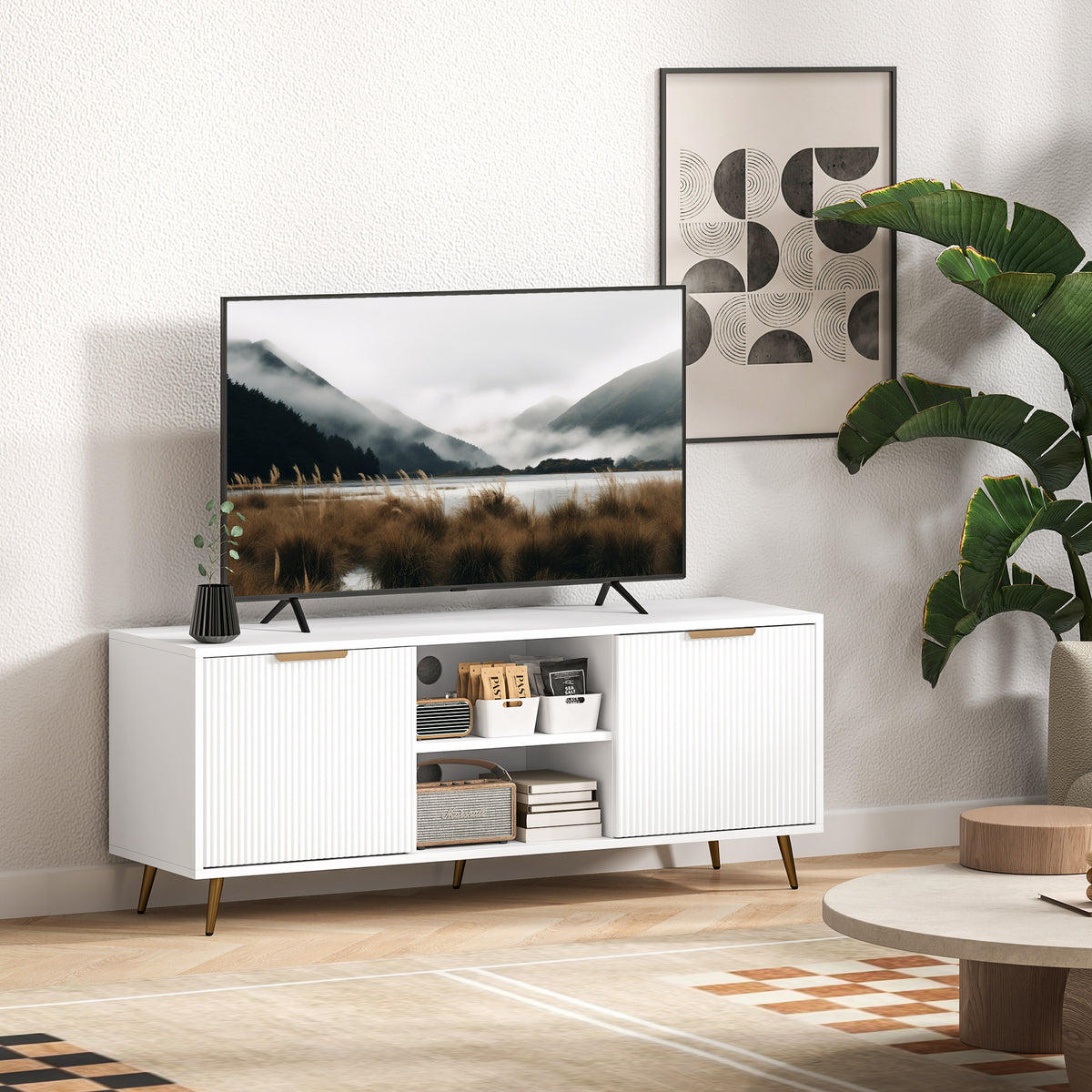 Mueble de TV moderno con almacenamiento para 55 pulgadas