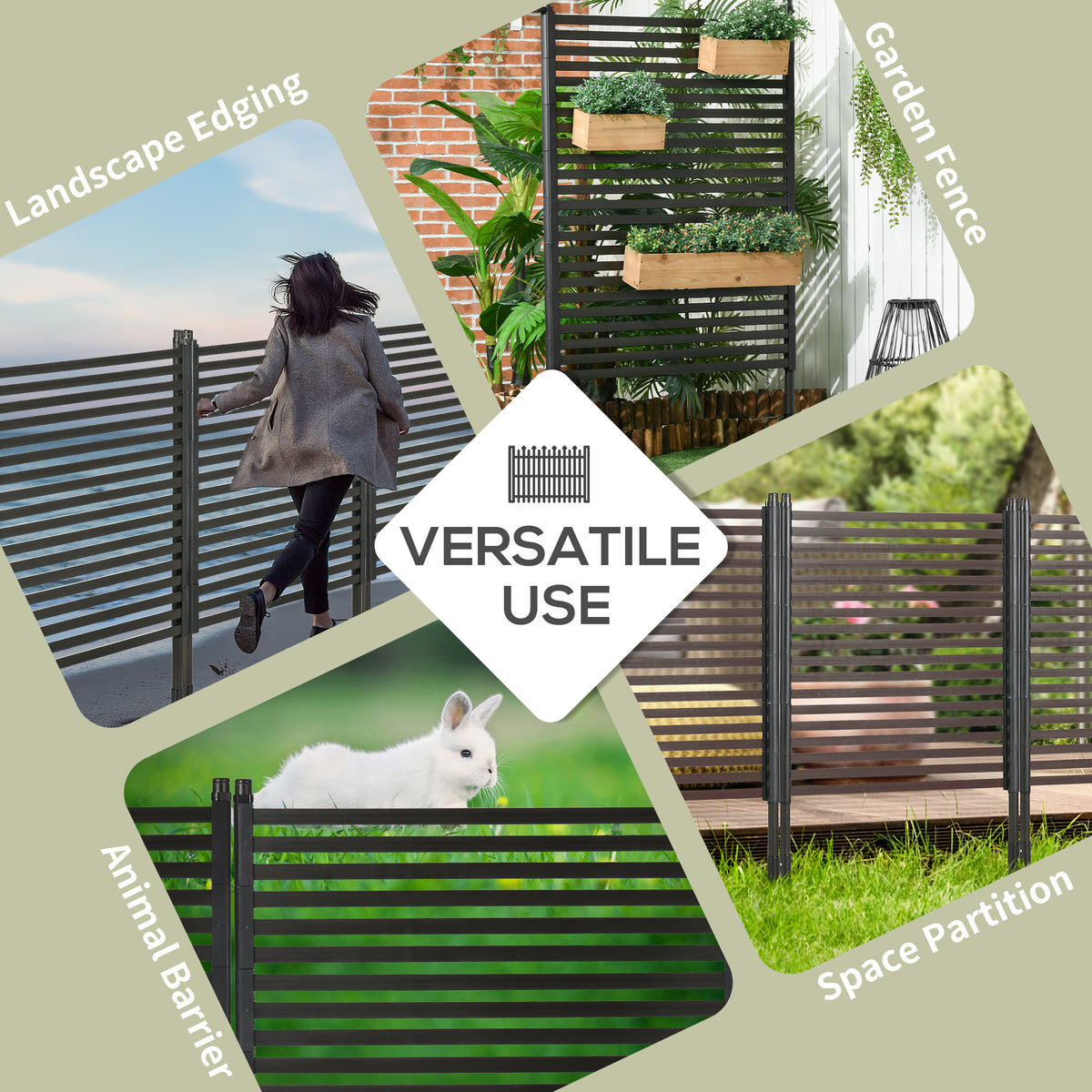 150cm Metal Garden Fence - Brown Outdoor Barrier