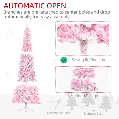 Prelit Snow Flocked Pencil Artificial Christmas Tree