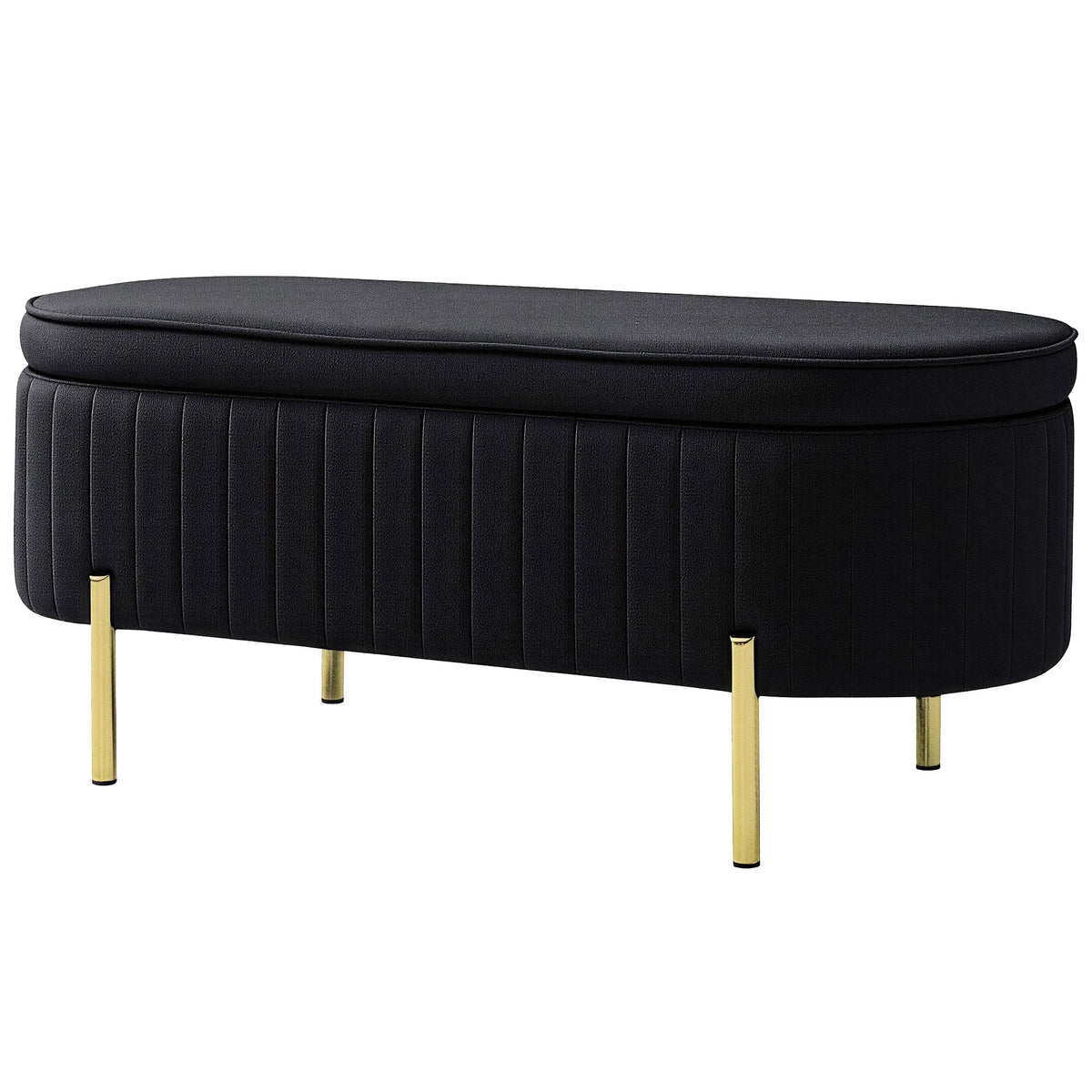 Channel Tufted Storage Bench with Golden Legs