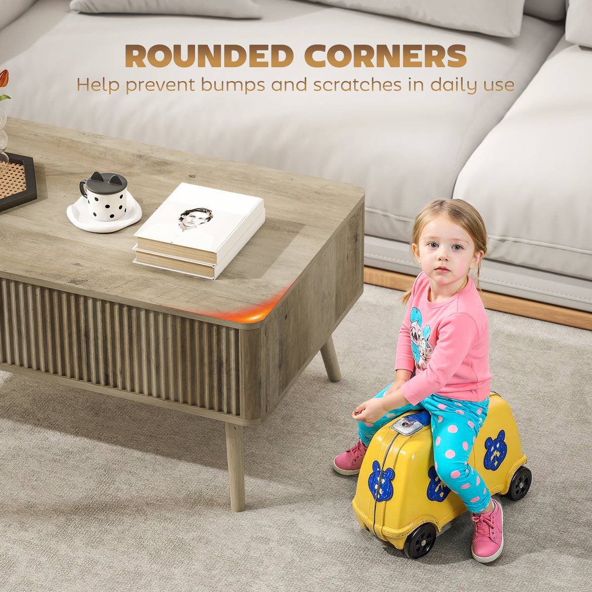 Lift top coffee table with storage