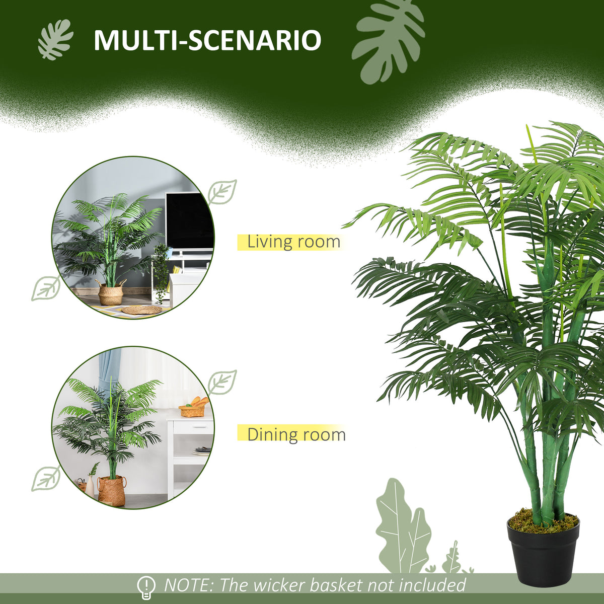Realistic Artificial Palm Tree in Pot — Green