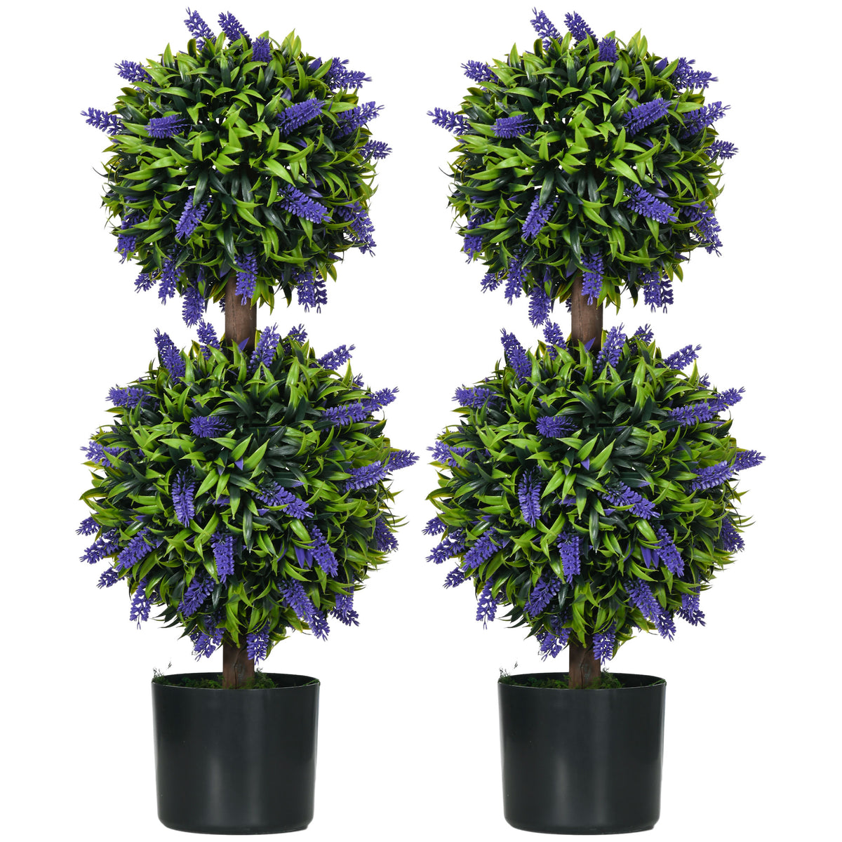 Artificial lavender trees set 2 flower ball plants