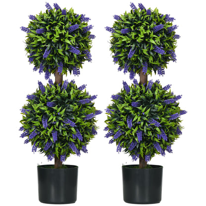 Artificial lavender trees set 2 flower ball plants