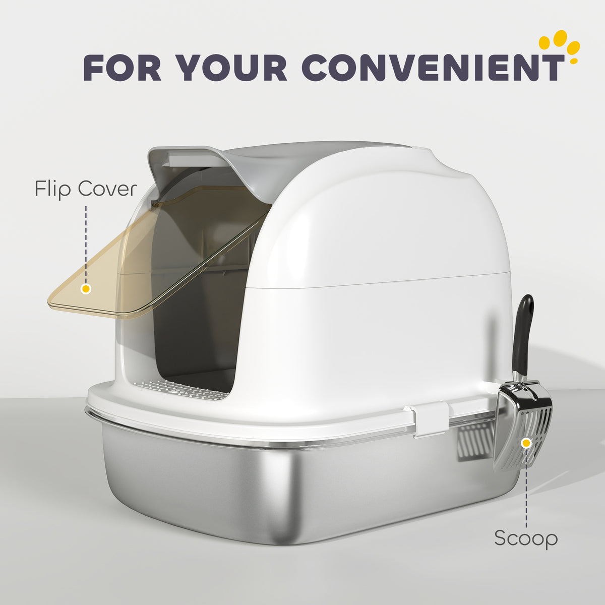 Enclosed Stainless Steel Cat Litter Box with Lid