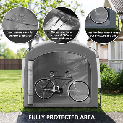 Portable Waterproof Bike Storage Shed 210D — Dark Grey