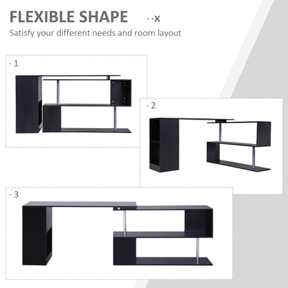 Corner Desk 360° Rotating with 3-Tier Shelves