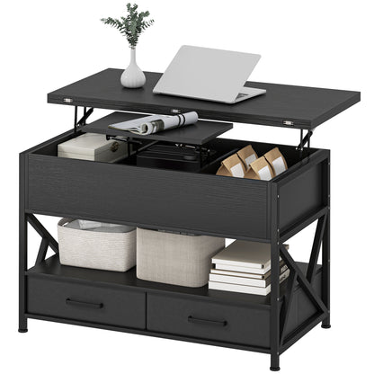 Modern lift top coffee table with storage drawers