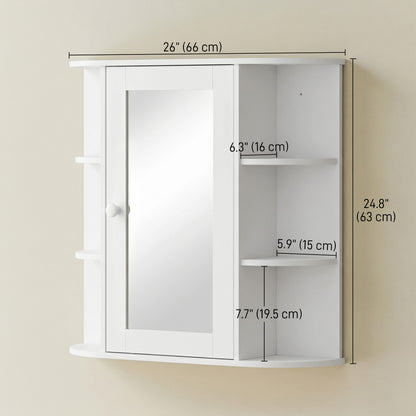 Armario de pared para baño con espejo y estantes